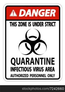 Danger Quarantine Infectious Virus Area Sign Isolate On White Background,Vector Illustration EPS.10