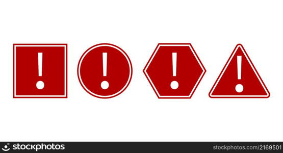 Danger red icons. Different geometrical figures. Hazard signs. Information symbols. Vector illustration. Stock image. EPS 10.. Danger red icons. Different geometrical figures. Hazard signs. Information symbols. Vector illustration. Stock image.