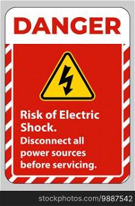 Danger Risk of electric shock Symbol Sign Isolate on White Background