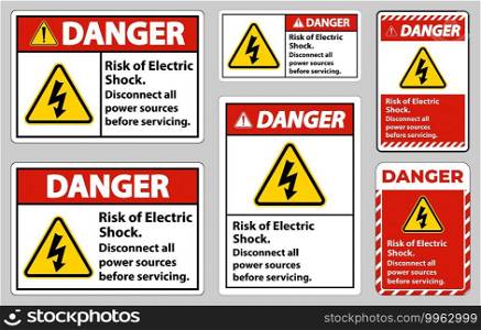 Danger Risk of electric shock Symbol Sign Isolate on White Background