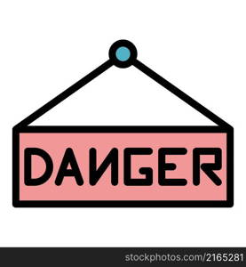 Danger sign board icon. Outline danger sign board vector icon color flat isolated. Danger sign board icon color outline vector