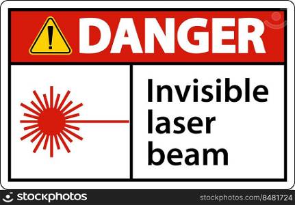 Danger Sign invisible laser beam On White Background