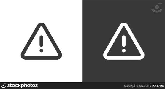 Danger sign. Isolated icon on black and white background. Warning glyph vector illustration