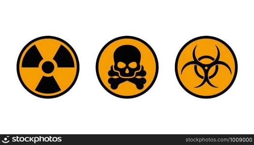 danger signs, radiation radiation color flat icons, vector. danger signs, radiation radiation color flat icons