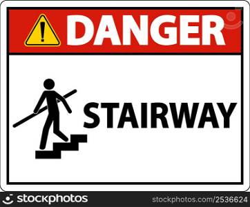 Danger Stairway Sign On White Background