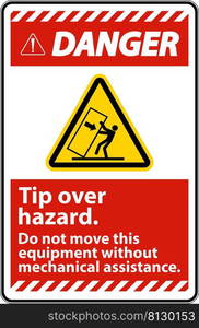 Danger Tip Over Hazard Do Not Move Label On White Background