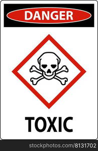 Danger Toxic GHS Sign On White Background