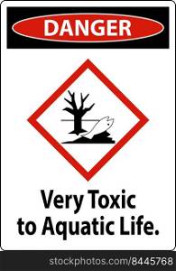 Danger Very Toxic To Aquatic Life Sign On White Background