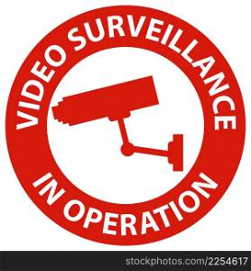 Danger Video Surveillance In Operation Sign White Background
