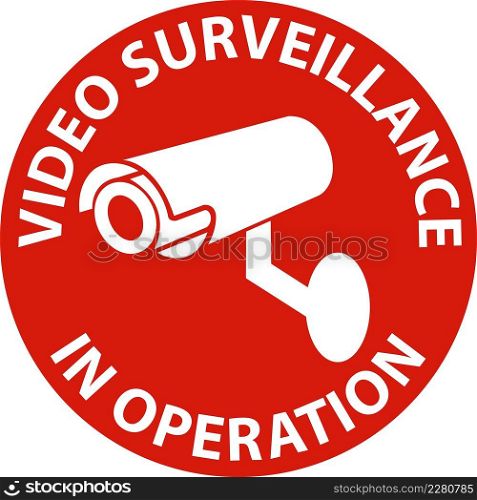 Danger Video Surveillance In Operation Sign White Background