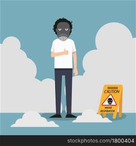 Danger wear respirator caution sign.illustration vector