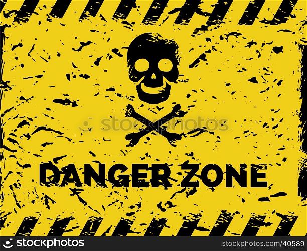 Danger zone grunge background with skull bones cross and dangerous tapes. Danger zone grunge background with skull bones cross and danger tapes vector