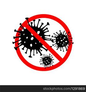 Dangerous Coronavirus red and black vector Icon. 2019-nCoV bacteria isolated on white background. COVID-19 Wuhan corona virus disease sign STOP pandemic concept symbol. China Human health and medical. Dangerous Coronavirus red and black vector Icon. 2019-nCoV bacteria isolated on white background. COVID-19 Wuhan corona virus disease sign STOP pandemic concept symbol. China. Human health and medical