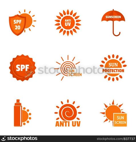 Dangerous sun icons set. Simple set of 9 dangerous sun vector icons for web isolated on white background. Dangerous sun icons set, simple style