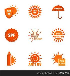 Dangerous sun icons set. Simple set of 9 dangerous sun vector icons for web isolated on white background. Dangerous sun icons set, simple style