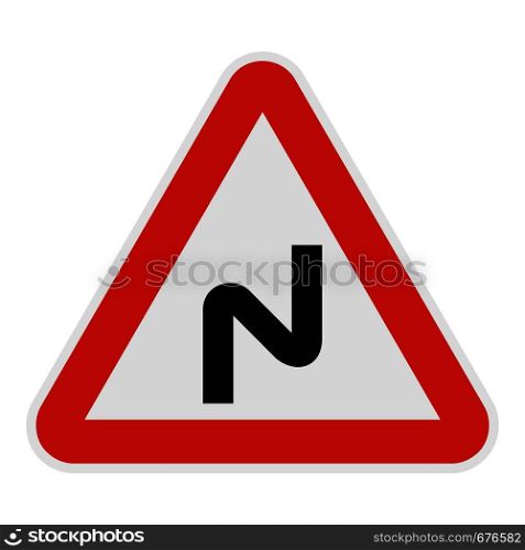 Dangerous turn left icon. Flat illustration of dangerous turn left vector icon for web.. Dangerous turn left icon, flat style.
