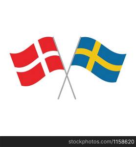 Danish and Swedish flags vector isolated on white background