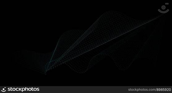 Dark abstract background with blue wave grid of dots. Technological background. Can be applied for web design, website, wallpaper, banner or cover. Vector illustration.. Dark abstract background with blue wave dots