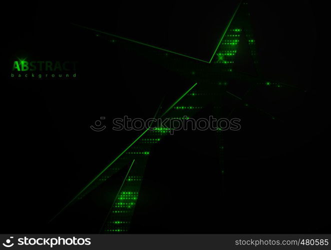 Dark Abstract Tech Background with Green Elements
