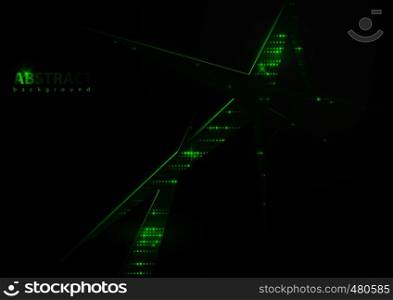 Dark Abstract Tech Background with Green Elements