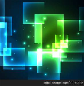 Dark background design with squares and shiny glowing effects. Dark background design with shiny glowing effects, lines and glass squares