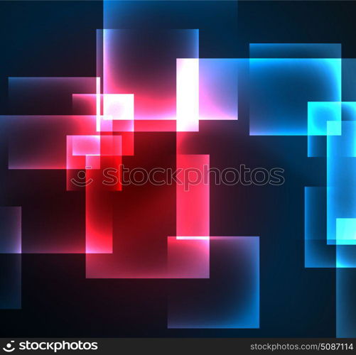 Dark background design with squares and shiny glowing effects. Dark background design with shiny glowing effects, lines and glass squares