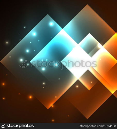 Dark background design with squares and shiny glowing effects. Dark background design with shiny glowing effects, lines and glass squares