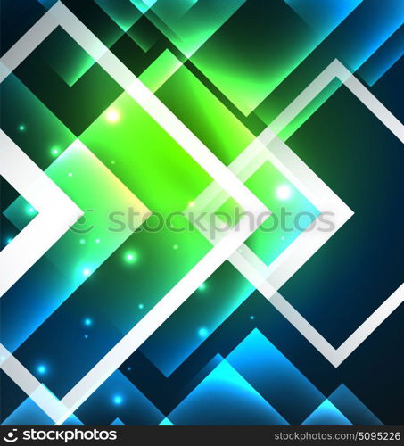 Dark background design with squares and shiny glowing effects. Dark background design with shiny glowing effects, lines and glass squares