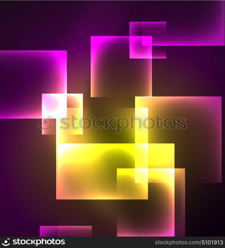 Dark background design with squares and shiny glowing effects. Dark background design with shiny glowing effects, lines and glass squares