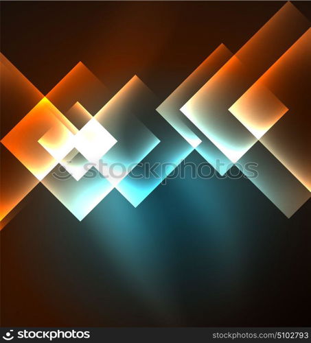 Dark background design with squares and shiny glowing effects. Dark background design with shiny glowing effects, lines and glass squares