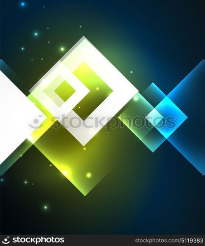 Dark background design with squares and shiny glowing effects. Dark background design with shiny glowing effects, lines and glass squares