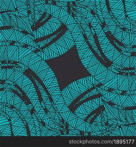 Dark background with blue hand drawn doodle waves. Vector illustration