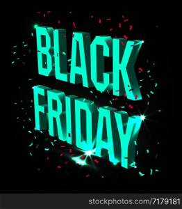 Dark banner for black Friday sale. Modern neon bright billboard on black background.. Dark banner for black Friday sale. Modern neon bright billboard on black background. Concept of advertising for seasonal offer with glowing neon text.