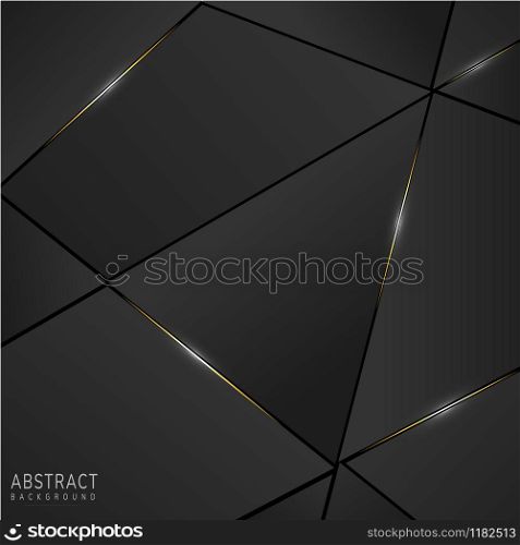 Dark black polygonal and golden polygonal luxury on black background. Vector illustration