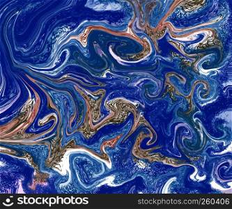 Dark Blue and Gold Marble Vector Ink Texture. Hand drawn marbling illustration technique. Watercolor imitation digital stains, abstract background, aqua print artistic effect.. Rainbow Vector Ink Texture. Hand drawn marbling illustration technique.