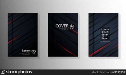 Dark blue and red, abstract backgrounds set of geometric brochure designs - vector cover book templates