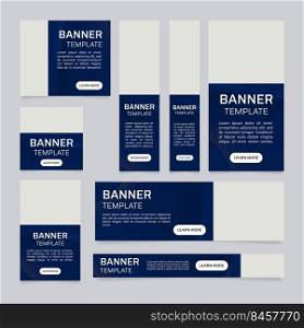 Dark blue business and technology web banner design template. Vector flyer with text space. Advertising placard with customized copyspace. Printable poster for advertising. Arial font used. Dark blue business and technology web banner design template