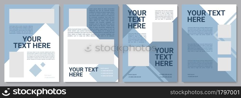 Dark blue business brochure template. Flyer, booklet, leaflet print, cover design with copy space. Your text here. Vector layouts for magazines, annual reports, advertising posters. Dark blue business brochure template