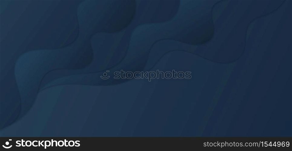 Dark blue fluid wave shape design abstract background with space. vector illustration.