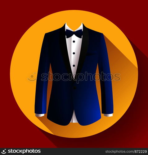 Dark blue man suit Vector flat icon. Dark blue man suit Vector icon