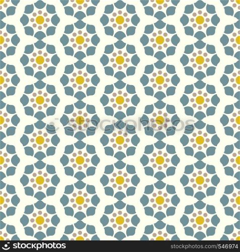 Dark blue modern and vintage flower pattern on pastel background. Retro blossom seamless pattern for classic or graphic design.