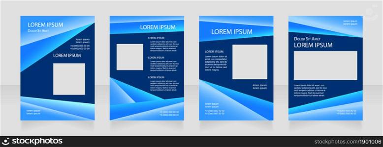 Dark blue modern blank brochure layout design. Technology info. Vertical poster template set with empty copy space for text. Premade corporate reports collection. Editable flyer paper pages. Dark blue modern blank brochure layout design