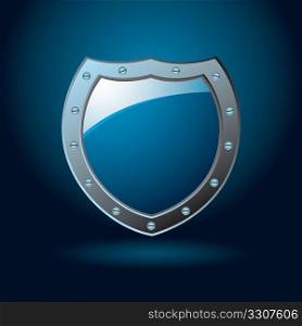 Dark blue or cobalt illustrated protection of a shield with gradient background