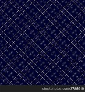 Dark blue seamless mesh vector pattern with diagonal dashed lines. Dark blue seamless mesh pattern