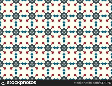Dark blue vintage flower and arrow shape pattern on light yellow background. Classic bloom seamless pattern style for old design
