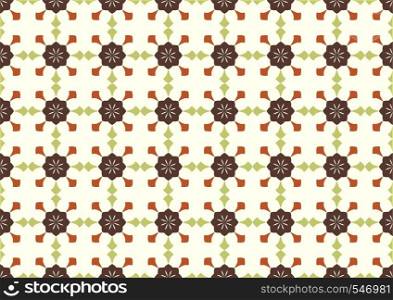 Dark brown vintage flower and arrow shape pattern on light yellow background. Classic bloom seamless pattern style for old design