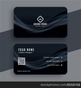 dark business card with wavy lines design