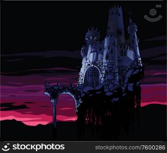 Dark Castle. The Dark castle at the sunset.