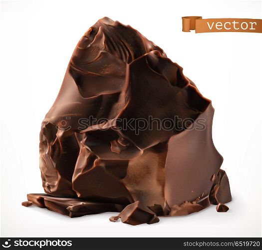 Dark chocolate pieces. 3d realistic vector icon