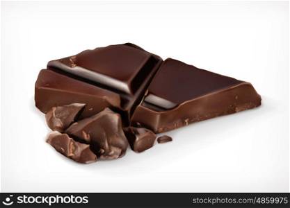 Dark chocolate pieces vector icon